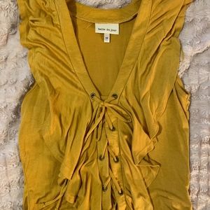 Mustard Lace Front Crop Top